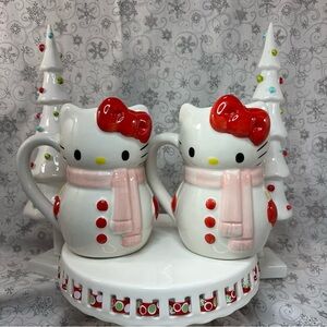 Sanrio Hello Kitty Christmas Snowman Snow Kitty Ceramic Coffee Mugs - Pink Scarf